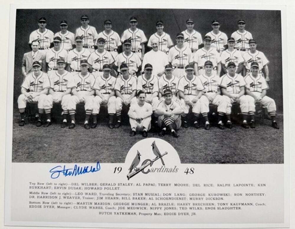 Original 1948 Stan Musial Autograph St. Louis Cardinals Team Photo Musial Rookie